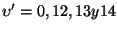 $\upsilon '=0,12,13y14$