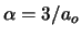 $\alpha=3/a_o$