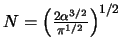 $N=\left(\frac{2\alpha^{3/2}}{\pi^{1/2}}\right)^{1/2}$