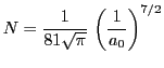 $ \displaystyle N = \frac{1}{81\sqrt{\pi}} \, \left(\frac{1}{a_0}\right)^{7/2} $