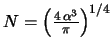 $N = \left( \frac{4\,\alpha^3}{\pi}\right)^{1/4}$
