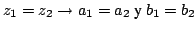 $z_1=z_2 \rightarrow a_1=a_2 \mbox{ y } b_1 = b_2$