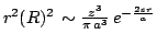 $r^2(R)^2 \, \sim \frac{z^3}{\pi\,a^3} \, e^{-\frac{2zr}{a}}$