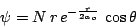\begin{displaymath}
\psi = N \, r \, e^{-\frac{r}{2a_o}} \, \cos{\theta}
\end{displaymath}