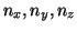 $n_x, n_y, n_z$