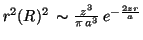 $r^2(R)^2 \, \sim \frac{z^3}{\pi\,a^3} \, e^{-\frac{2zr}{a}}$