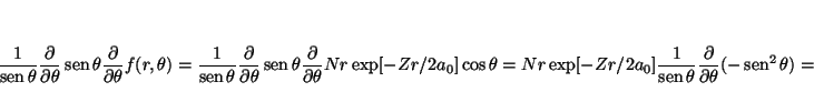 \begin{displaymath}
\frac{1}{\mathop{\rm sen}\nolimits \theta}
\frac{\partial}{\...
...l}{\partial \theta}
(- \mathop{\rm sen}\nolimits ^2 \theta )
=
\end{displaymath}