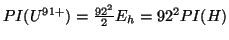 $PI(U^{91+}) = \frac{92^2}{2} E_h= 92^2 PI(H)$