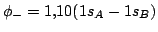 $\phi_- = 1.10 (1s_A - 1s_B) $